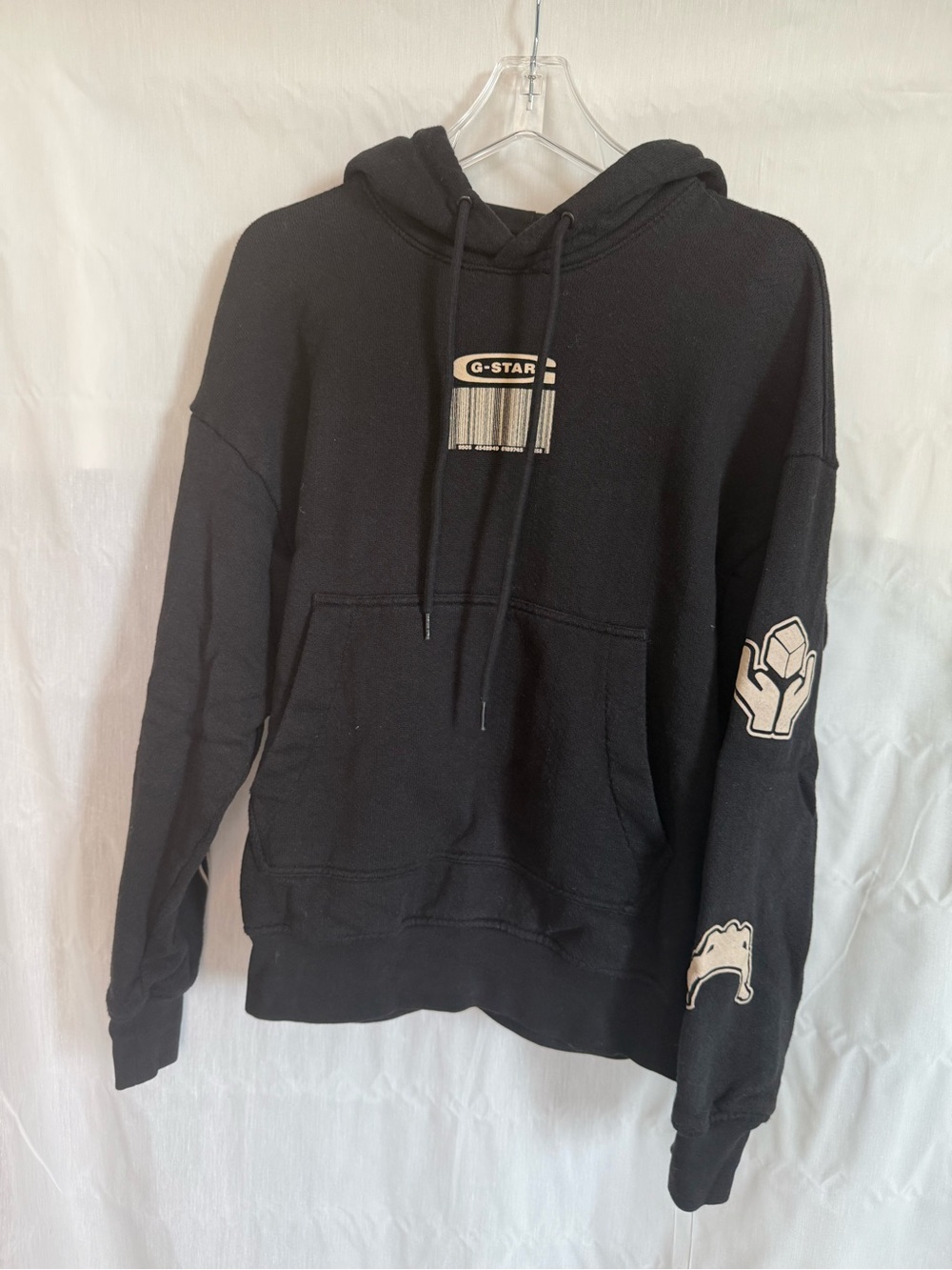 G-Star Black Logo Hoodie Sweatshirt Size Small
